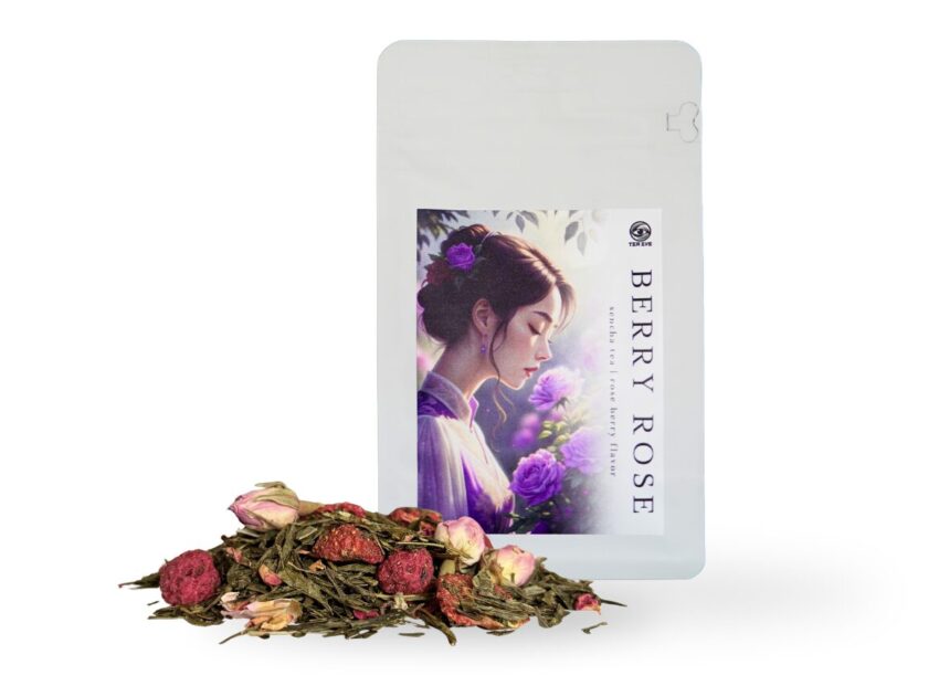 Zielona herbata "Berry Rose" | Strawberry – Raspberry taste 100g - obrazek 2