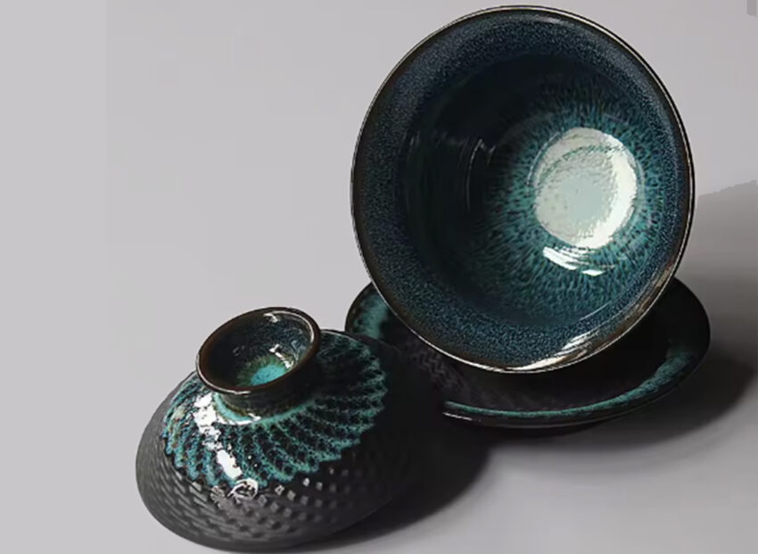 Gaiwan - "Morska skorupa", glina i szkliwo 170ml - obrazek 2
