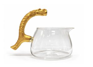 Szklany chahai 350 ml z uchwytem w kształcie smoka – Jin Chan